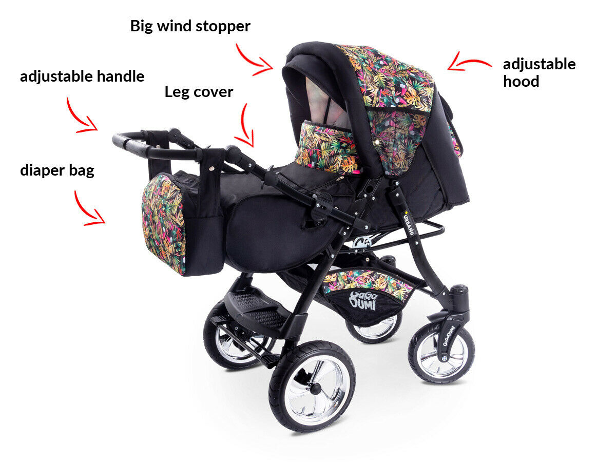 3 in 1 Stroller Urban Style Pushchair Buggy Travel Baby Pram with Car Seat  In Sandy Beige - For Baby Boss