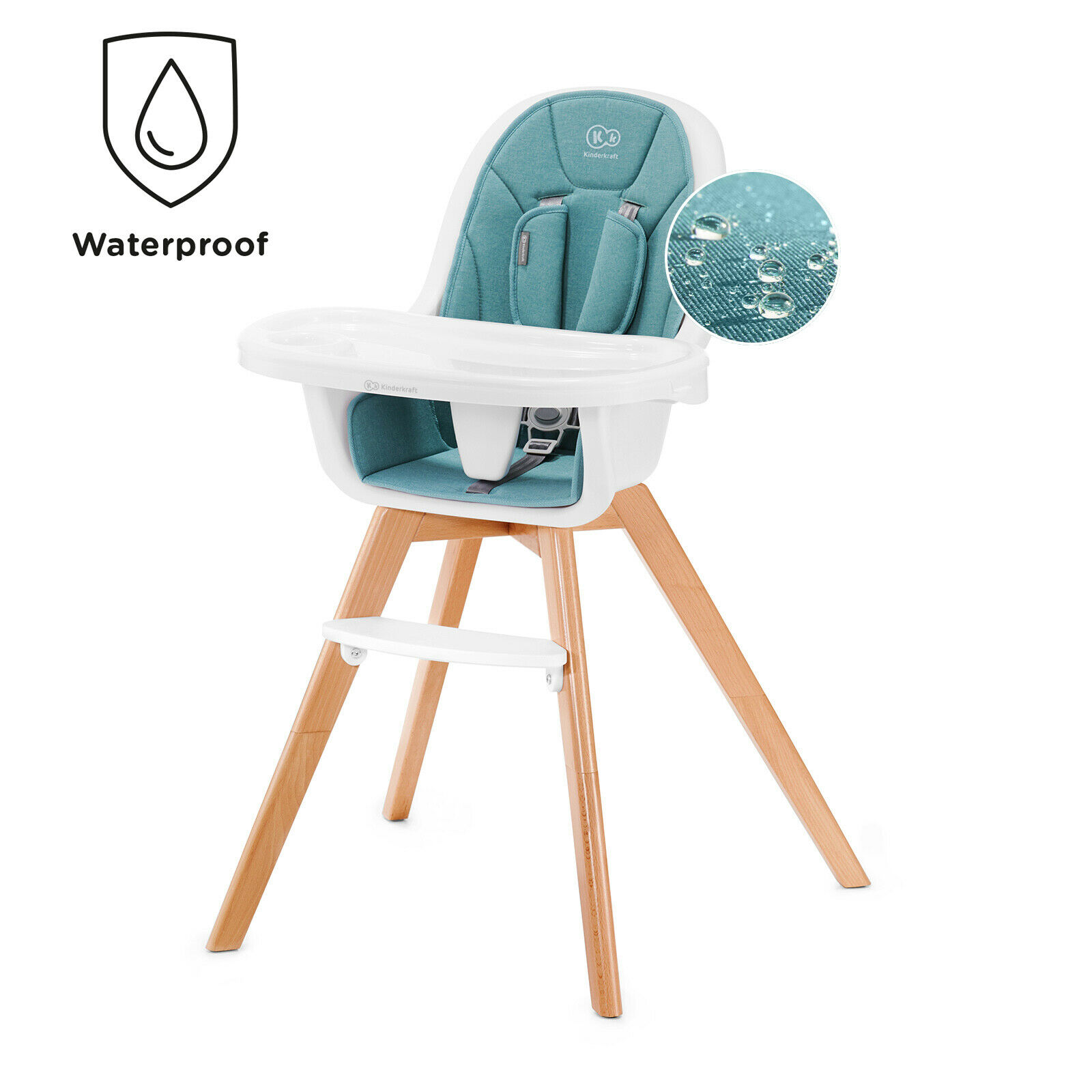 2 in 1 Classic Wood Baby Highchair TIXI Baby Chair with Waterproof
