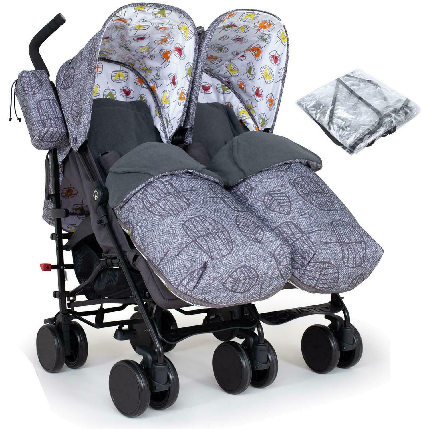 Twin Double Pushchair Buggy Stroller 